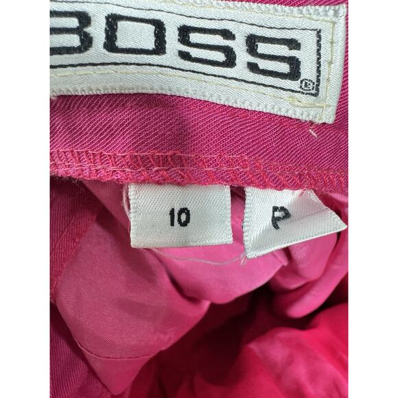 BOSS Women's Wide Leg Pants in Soft Twill Fuchsia Barbie Pink Women’s 10 P - Picture 5 of 7